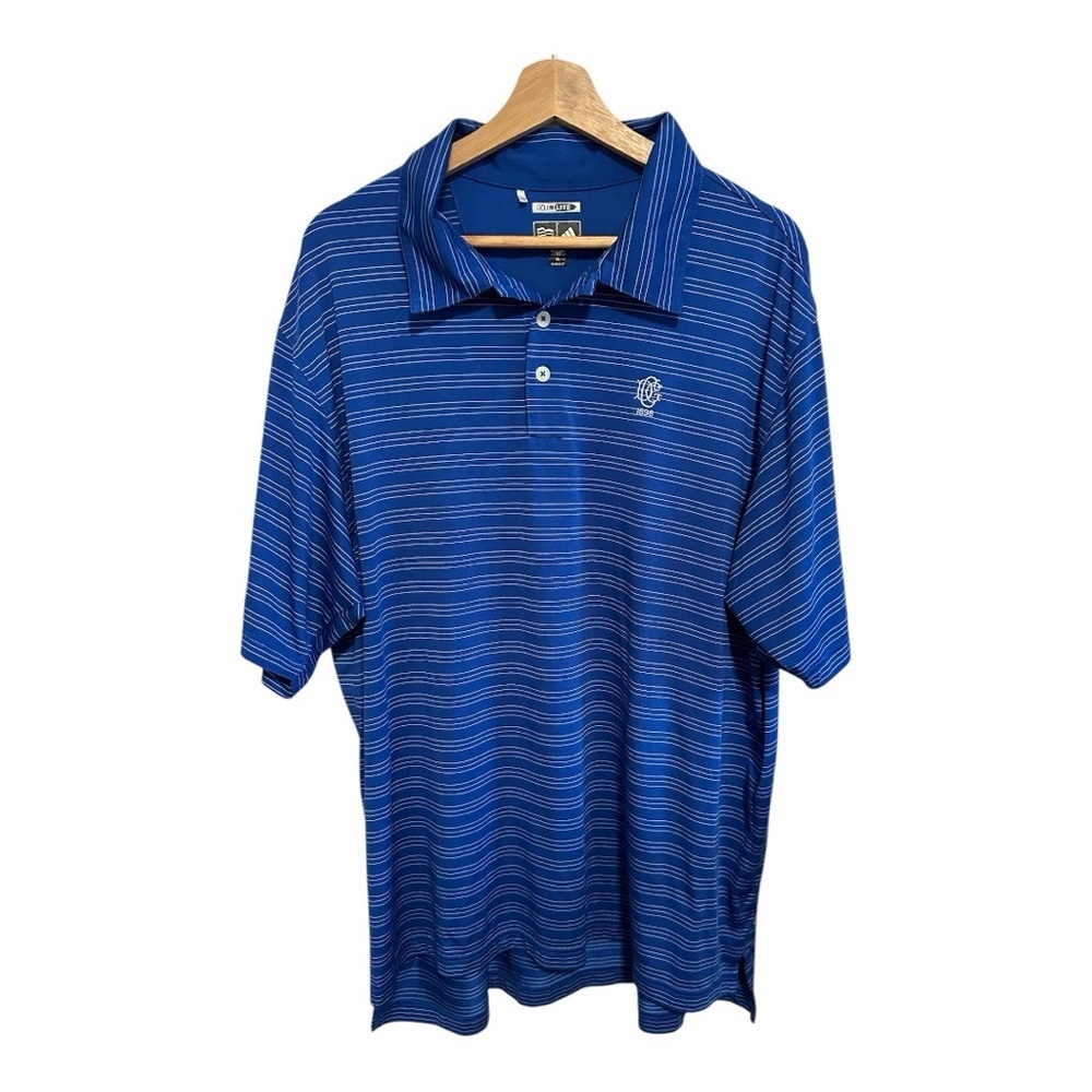 Adidas Men's Striped Blue Climalite Polo "DCG 1898" XL